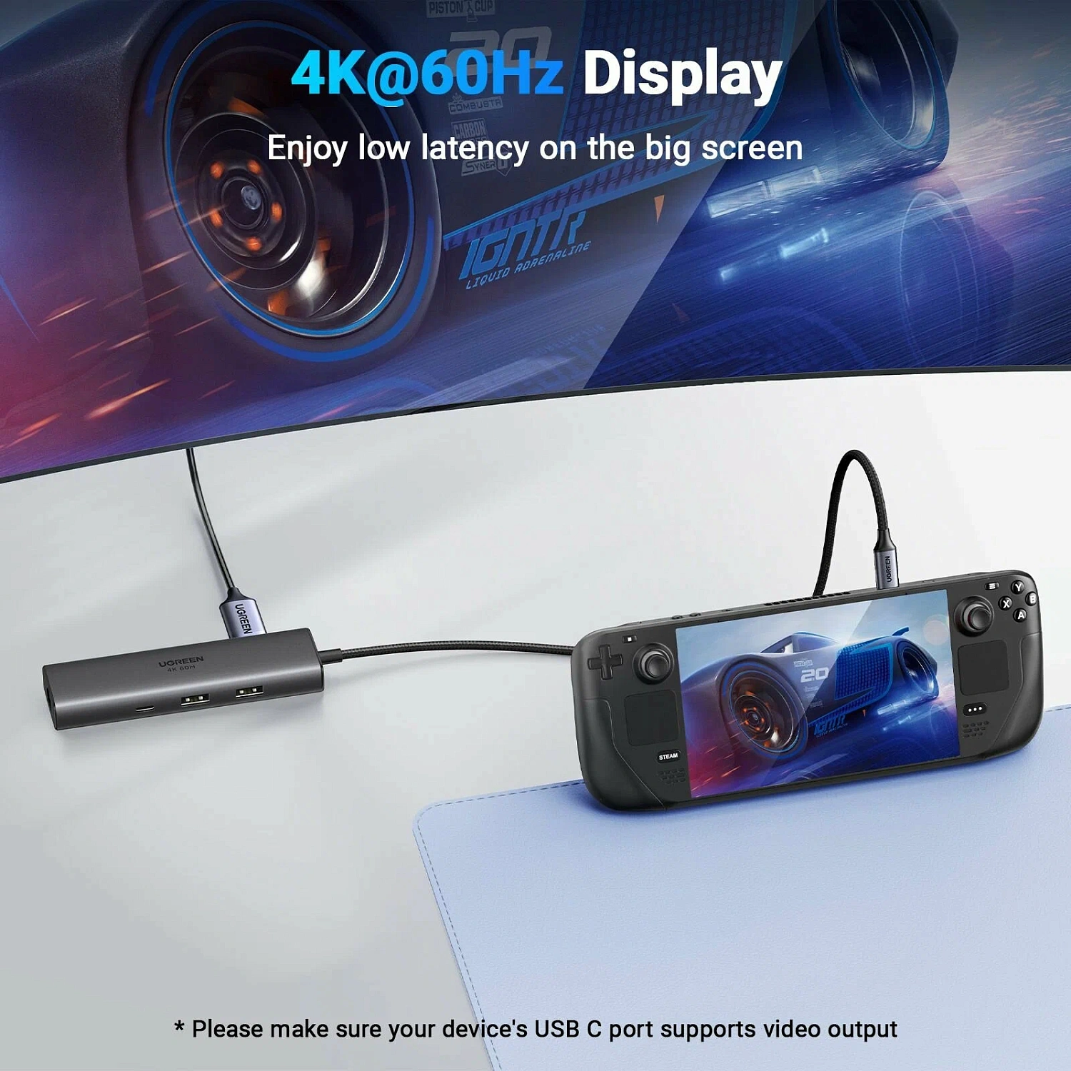 45000 Док-станция UGREEN CM512 USB-C - 2xUSB-A 3.2, USB-C 3.2, HDMI v2.0 4K 60Hz, LAN 1Gbit, PD 100W